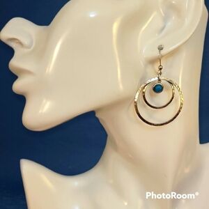 3/$30 VTG Hammered Metal Orbit Nebula Dangle Earrings